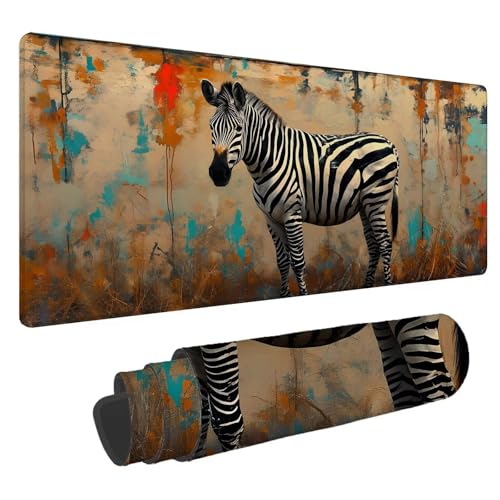 Mauspad Farbe Große Schreibtischunterlage Zebra Mousepad XXL 800x300x4mm Gaming Mauspad Verbessert Präzision und Geschwindigkeit, Genähten Kanten Tischunterlage für Büro Desk Mat Laptop Computer A-41 von Jaalinng