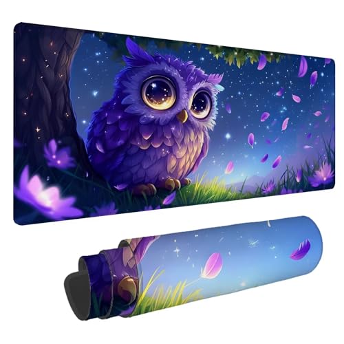 Mauspad Karikatur Große Schreibtischunterlage Eule Mousepad XXL 1600x800x4mm Gaming Mauspad Verbessert Präzision und Geschwindigkeit, Genähten Kanten Tischunterlage für PC Büro Laptop Computer A-122 von Jaalinng