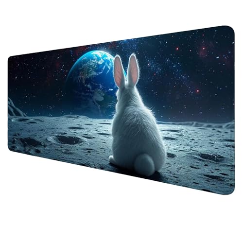 Mond Mouse Mat Gaming Mouse Mat XXL 700x300x3mm Multifunctional Mousepad Kaninchen Schreibtischunterlage groß,Non-Slip Rubber Base,Extended Desk Protection,for PC Unterlage Schreibtisch J913 von Jaalinng