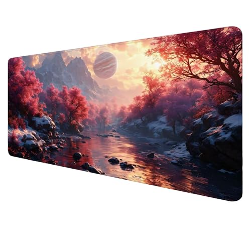 Schneeszene Mouse Mat Gaming Mouse Mat XXL 1000x500x3mm Multifunctional Mousepad Wald Schreibtischunterlage groß,Non-Slip Rubber Base,Extended Desk Protection,for PC Unterlage Schreibtisch J12 von Jaalinng