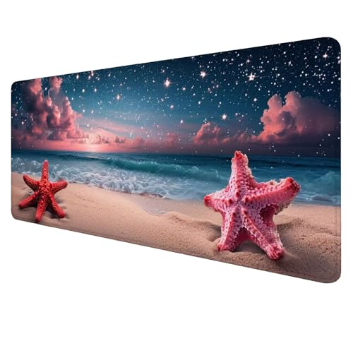 Seestern Mouse Mat Gaming Mouse Mat XXL 1000x500x3mm Multifunctional Mousepad Strand Schreibtischunterlage groß,Non-Slip Rubber Base,Extended Desk Protection,for PC Unterlage Schreibtisch J589 von Jaalinng