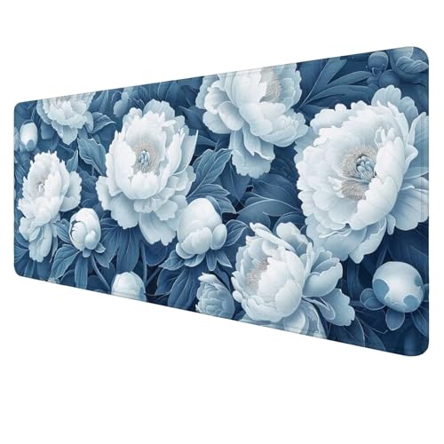 Weiß Mouse Mat Gaming Mouse Mat XXL 1000x500x3mm Multifunctional Mousepad Blumen Schreibtischunterlage groß,Non-Slip Rubber Base,Extended Desk Protection,for PC Unterlage Schreibtisch J16 von Jaalinng