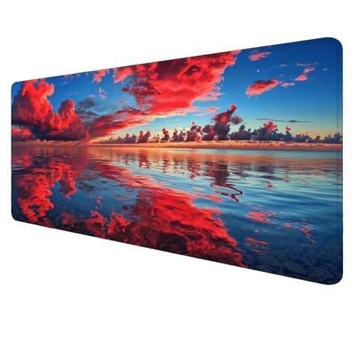 Wolke Mouse Mat Gaming Mouse Mat XXL 1000x500x3mm Multifunctional Mousepad Rot Schreibtischunterlage groß,Non-Slip Rubber Base,Extended Desk Protection,for PC Unterlage Schreibtisch J803 von Jaalinng