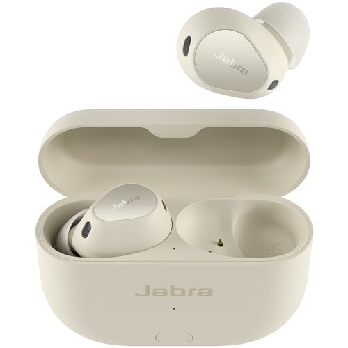 Jabra Elite 10 Gen 2 kabellose Bluetooth-Earbuds, Verbesserter 3D-Sound, LE-Audio-Smartcase, halboffenes Design, Advanced ANC, 6 integrierte Mikrofone und bis zu 36 Std. Akkulaufzeit – Soft White von Jabra