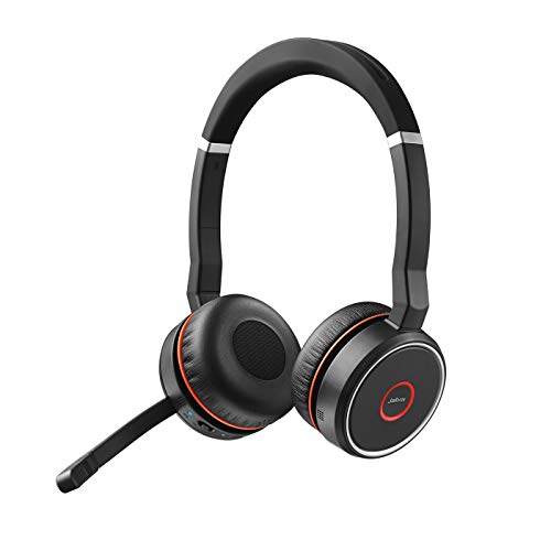Jabra Evolve 75 UC Wireless Stereo On-Ear Headset – Unified Communications Optimised Headphones With Long-Lasting Battery – USB Bluetooth Adapter – Black Jabra Evolve 75 UC Wireless Stereo On-Ear Headset – Unified Communications Optimised Headphones With Long-Lasting Battery – USB Bluetooth Adapter – Black von Jabra