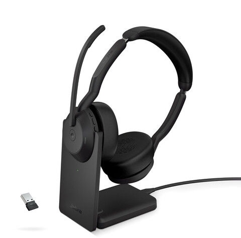 Jabra Evolve2 55 USB-A MS Stereo Bluetooth Over-Ear Kopfhörer inkl. Ladestation schwarz von Jabra