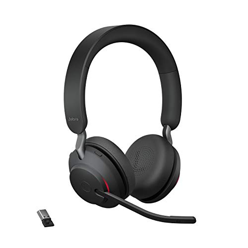 Jabra Evolve2 65 Wireless PC Headset – Noise Cancelling UC Certified Stereo Headphones With Long-Lasting Battery – USB-A Bluetooth Adapter – Black von Jabra