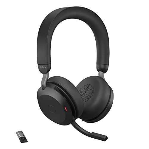 Jabra Evolve2 75 Wireless PC Headset mit 8-Mikrofon-Technologie - Dual-Foam-Stereo-Kopfhörer mit moderner aktiver Geräuschunterdrückung, USB-A Bluetooth-Adapter und MS Teams-Kompatibilität - Schwarz von Jabra