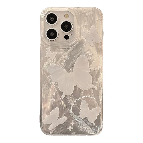 Jacyren Handyhülle Kompatible mit iPhone 15 Hülle Glitzer Silikon Case Süßes Schmetterling Muster Frauen Senior Silber Glitzer Weich TPU Kratzfeste Stoßfest Schutzhülle für iPhone 15 von Jacyren