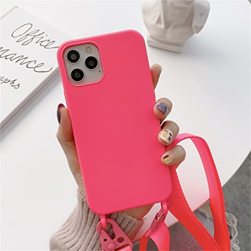 Jacyren Handykette Hülle für iPhone 15 Pro Necklace Handyhülle Nylon Schultergurt Liquid Silikon Cover mit Kordel zum Umhängen Schutzhülle Stoßfest Hülle für iPhone 15 Pro,Rosenrot von Jacyren