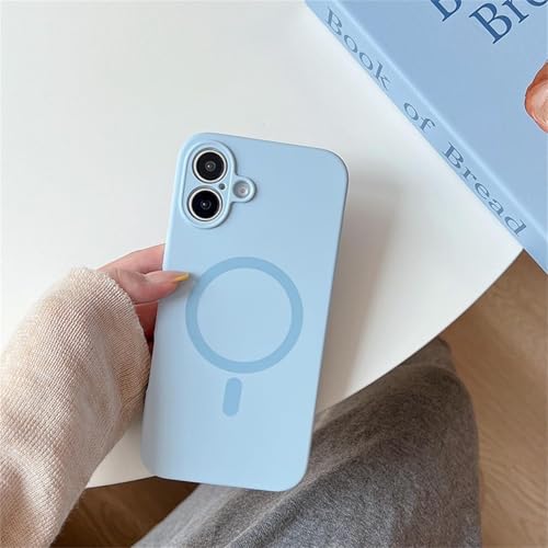 Jacyren Liquid Silikon Handyhülle für iPhone 16 Plus, kompatibel mit Magnetische Hülle Ultra Dünn TPU Kratzfest Stoßfest Schutzhülle Magnetic Hülle Rückseite für iPhone 16 Plus,Hellblau von Jacyren