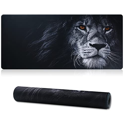 Jahosin XXL Gaming Mauspad, Erweitertes Mauspad,genähte Kanten,2mm,rutschfeste Gummibasis,90x40cm,Schreibtischunterlage für Gaming/Büro/Geschäft-90x40 Lion01 von Jahosin