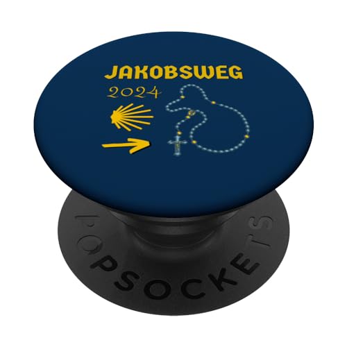Jakobsweg 2024 mit Jakobsmuschel, gelbem Pfeil, Rosenkranz PopSockets mit austauschbarem PopGrip von Jakobsweg Katholisch