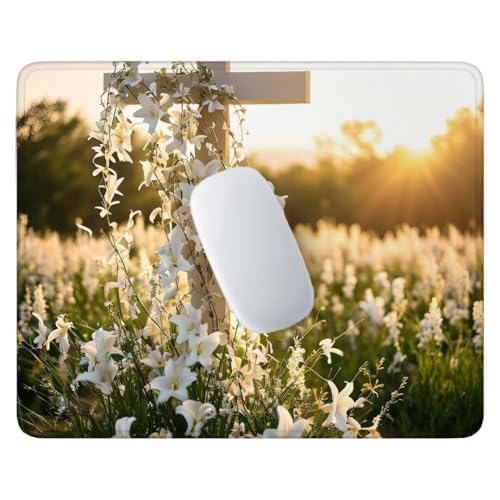 Gaming Mauspad 420x350x3 mm - Kreuzlilienblüte Mauspad, Mousepad mit vernähten Kanten Wasserdicht und rutschfest, Schreibtischunterlage, Verbessert Präzision und Geschwindigkeit, Gaming Zubehör C-900 von Jalican