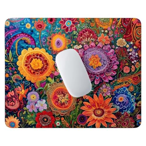 Mauspad, Bunte Blumen Mousepad, 340x280x3 mm, Wasserdichtes Gaming Mauspad, mit Rutschfester Gummiunterseite, Kleines-Mauspad für Damen, Herren, Tragbar Desk Mat Zuhause, Büro, Reisen C-111 von Jalican