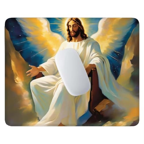 Mauspad, Jesus Mousepad, 290x240x3 mm, Wasserdichtes Gaming Mauspad, mit Rutschfester Gummiunterseite, Kleines-Mauspad für Damen, Herren, Tragbar Desk Mat Zuhause, Büro, Reisen C-1020 von Jalican