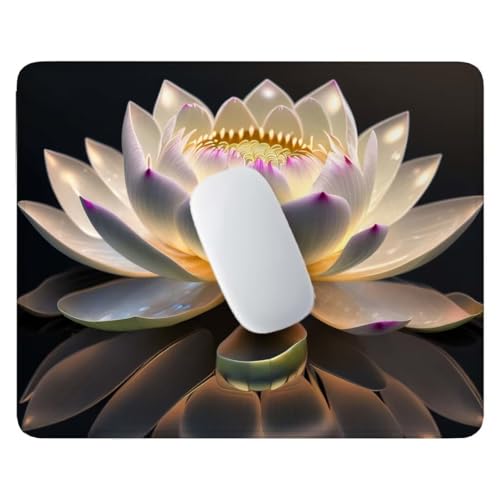 Mauspad, Weißer Lotus Mousepad, 290x240x3 mm, Wasserdichtes Gaming Mauspad, mit Rutschfester Gummiunterseite, Kleines-Mauspad für Damen, Herren, Tragbar Desk Mat Zuhause, Büro, Reisen C-19 von Jalican