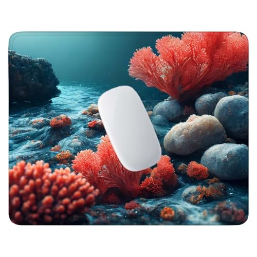 Mauspad, rote Koralle Mousepad, 340x280x3 mm, Wasserdichtes Gaming Mauspad, mit Rutschfester Gummiunterseite, Kleines-Mauspad für Damen, Herren, Tragbar Desk Mat Zuhause, Büro, Reisen C-415 von Jalican