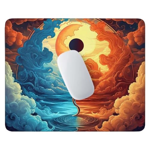 Mauspad – 24x20 cm Gaming Mousepad – Rutschfest und Wasserdicht – mit Vernähten Kanten Mauspad Klein Verbessert Geschwindigkeit und Präzision, Mauspads für Büro, Laptop – Yin Yang Symbol C-1030 von Jalican