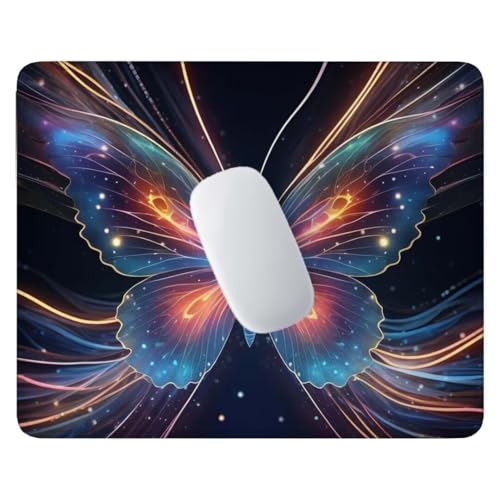 Mauspad – 30x25 cm Gaming Mousepad – Rutschfest und Wasserdicht – mit Vernähten Kanten Mauspad Klein Verbessert Geschwindigkeit und Präzision, Mauspads für Büro, Laptop – Träumender Schmetterling C743 von Jalican