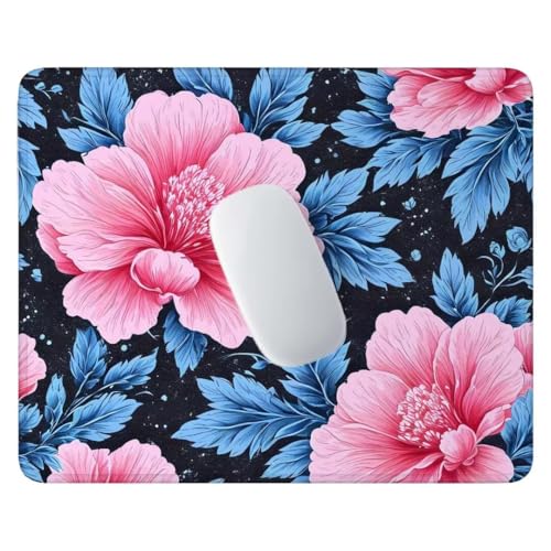 Mauspad – 36x30 cm Gaming Mousepad – rutschfest und Wasserdicht – mit Vernähten Kanten Mauspad Klein Verbessert Geschwindigkeit und Präzision, Mauspads für Büro, Laptop – Rosa Blüten C-276 von Jalican