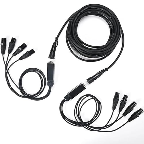 Jamesin 4-Kanal 3-poliges XLR Multi-Netzwerk-Split-Ethernet-Kabel, 0,9 m (1 Stecker, 1 Buchse) auf Single 9 m CAT6 geschirmtes Ethercon-Kabel für Bühnen- und Aufnahmestudios von Jamesin