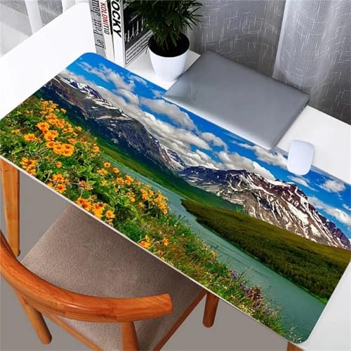 Berglandschaft Übergröße Mauspad Gaming,Mousepad Groß,Vernähte Kanten Mouse Pad rutschfest,Tischunterlage Large Size für Home Office 1200x600x3mm von Januave