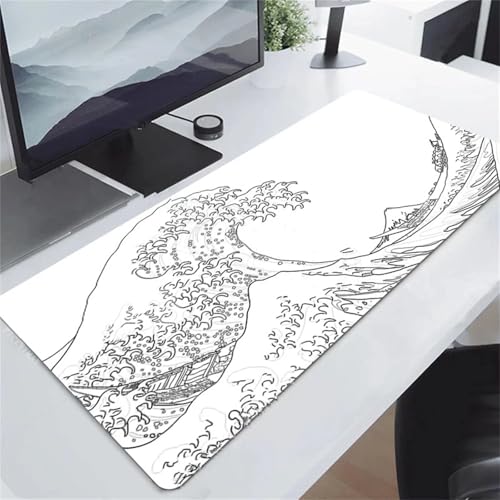 Gaming Mauspad XXL 700x400x2mm Mousepad Groß,Vernähte Kanten Verbessert Präzision und Geschwindigkei für Home Office Weiß von Januave