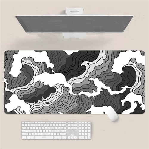 Gaming Mauspad XXL 900x300x2mm Mousepad Groß,Vernähte Kanten Verbessert Präzision und Geschwindigkei für Home Office Welle von Januave