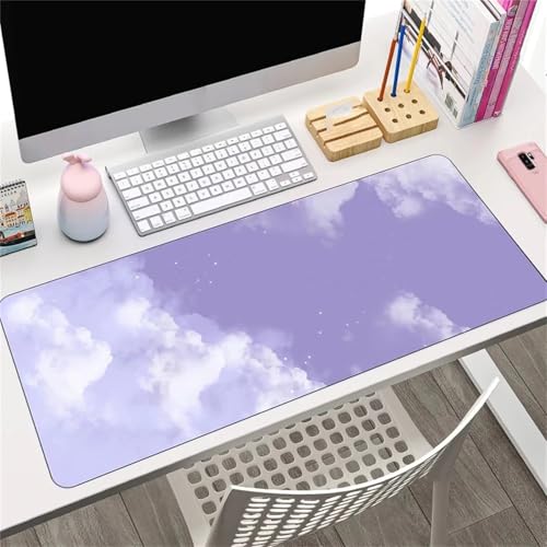 Lila Himmel Übergröße Mauspad Gaming,Mousepad Groß,Vernähte Kanten Mouse Pad rutschfest,Tischunterlage Large Size für Home Office 600x300x3mm von Januave