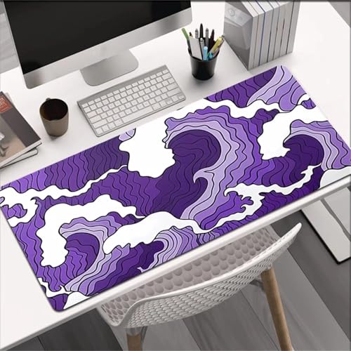 Lila Welle Übergröße Mauspad Gaming,Mousepad Groß,Vernähte Kanten Mouse Pad rutschfest,Tischunterlage Large Size für Home Office 600x400x3mm von Januave