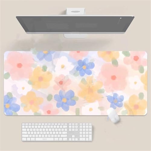 Mehrfarbige Blumen Übergröße Mauspad Gaming,Mousepad Groß,Vernähte Kanten Mouse Pad rutschfest,Tischunterlage Large Size für Home Office 1000x500x3mm von Januave