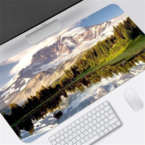 Naturlandschaft Übergröße Mauspad Gaming,Mousepad Groß,Vernähte Kanten Mouse Pad rutschfest,Tischunterlage Large Size für Home Office 900x300x3mm von Januave