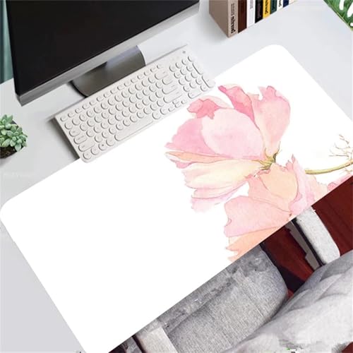 Rosa Lotus Übergröße Mauspad Gaming,Mousepad Groß,Vernähte Kanten Mouse Pad rutschfest,Tischunterlage Large Size für Home Office 800x400x3mm von Januave