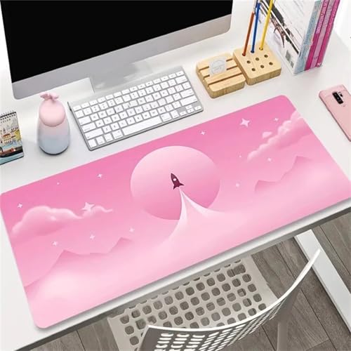 Rosa Wolken Übergröße Mauspad Gaming,Mousepad Groß,Vernähte Kanten Mouse Pad rutschfest,Tischunterlage Large Size für Home Office 800x300x3mm von Januave