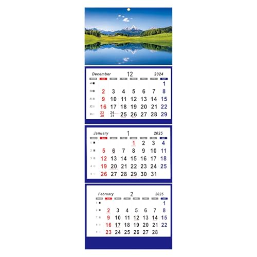 Janurium 3-Monats-Wandkalender 2025, Urlaubs-Blöcke-Kalender, 3-Monatskalender, 83,1 x 33 cm, Dezember 2024 – Januar 2026 Kalender für Ihren geschäftigen Zeitplan von Janurium