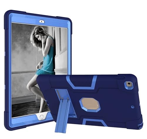 Jaorty iPad 10.2 2020/2019 Hülle, 8., 3-in-1 Hybrid [weich und hart] Strapazierfähige robuste Standabdeckung stoßfest rutschfeste Schutzhüllen für iPad 10.2 Zoll 2019/2020, marineblau/blau von Jaorty