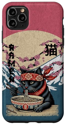 Hülle für iPhone 11 Pro Max Katze Ramen Japanischer lustiger Kanagawa Kanji Kawaii von Japanese Cat For Men Women Kids Anime Ramen Noodle