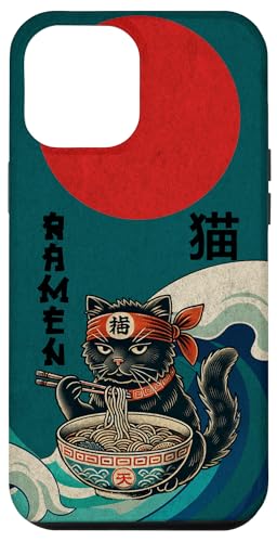 Hülle für iPhone 12 Pro Max Katze Ramen Japanischer lustiger Kanagawa Kanji Kawaii von Japanese Cat For Men Women Kids Anime Ramen Noodle