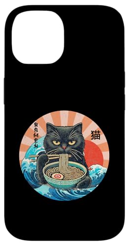 Hülle für iPhone 14 Katze Ramen Japanischer lustiger Kanagawa Kanji Kawaii von Japanese Cat For Men Women Kids Anime Ramen Noodle