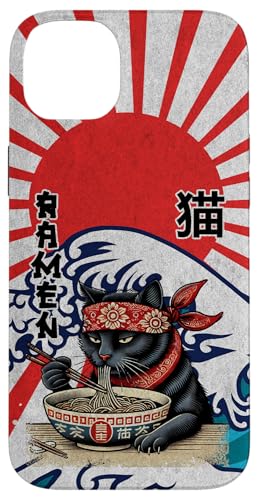 Hülle für iPhone 14 Plus Katze Ramen Japanischer lustiger Kanagawa Kanji Kawaii von Japanese Cat For Men Women Kids Anime Ramen Noodle