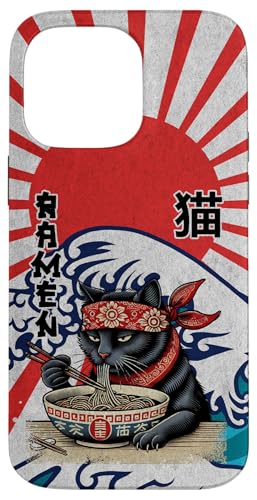 Hülle für iPhone 14 Pro Max Katze Ramen Japanischer lustiger Kanagawa Kanji Kawaii von Japanese Cat For Men Women Kids Anime Ramen Noodle