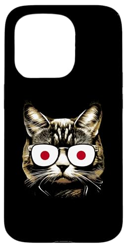 Hülle für iPhone 15 Pro Katze Japan Flagge Sonnenbrille Japanische Katzen Liebhaber von Japanese Flag Design Love Nippon Japanese Culture