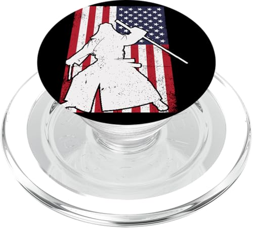 Amerikanische Flagge, japanische Kendo Kampfsport-Kendo-Kämpfer PopSockets PopGrip für MagSafe von Japanese Kendo Martial Arts Kendo Fighter