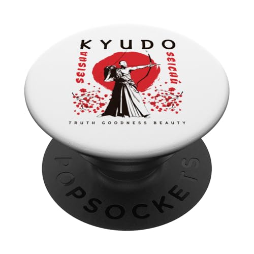 Kyudo Zen Bogenschießen Seisha Seichu Kampfsport Samurai Krieger PopSockets Klebender PopGrip von Japanese Kyudo Archery Bushido Zen Martial Arts