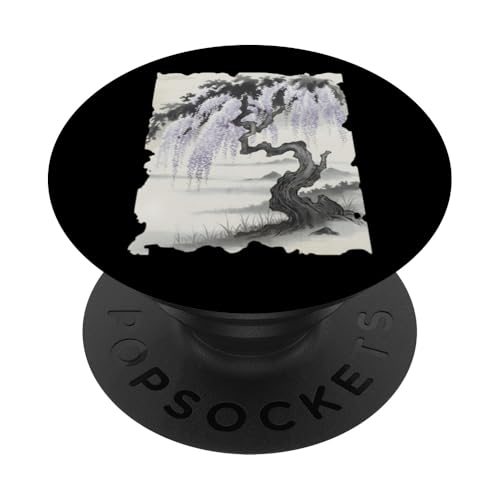 Glyzinienbaum Sumi-e Grafik – Vintage japanische Kunst Glyzinie PopSockets Klebender PopGrip von Japanese Merchandise Apparel Gifts