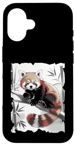 Hülle für iPhone 16 Red Panda Sumi-e Grafik – Vintage japanische Kunst Red Panda von Japanese Merchandise Apparel Gifts