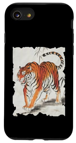 Hülle für iPhone SE (2020) / 7 / 8 Tiger Sumi-e Grafik – Vintage japanische Kunst Tiger Lover von Japanese Merchandise Apparel Gifts