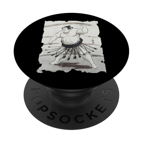 Sumo Wrestler Japanische Kunst – Vintage Sumo Sumi-e Grafik PopSockets Klebender PopGrip von Japanese Merchandise Apparel Gifts