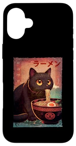 Hülle für iPhone 16 Plus Kawaii Katze Ramen Nudel Anime Japanisch Niedlich Ästhetisch von Japanese Ramen Bowl Cat Eating Noodles Kawaii